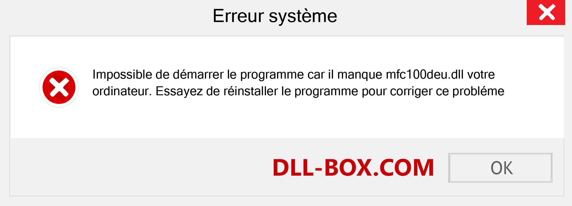 Le fichier mfc100deu.dll est manquant ?. Télécharger pour Windows 7, 8, 10 - Correction de l'erreur manquante mfc100deu dll sur Windows, photos, images